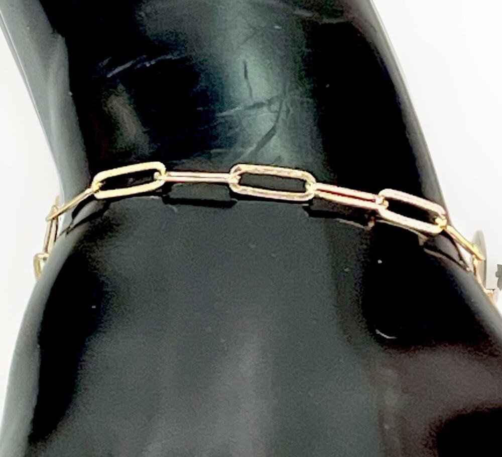 Dyadema Italy Gold Vermeil 925 Sterling Silver Paperclip Chain Bracelet 7 In